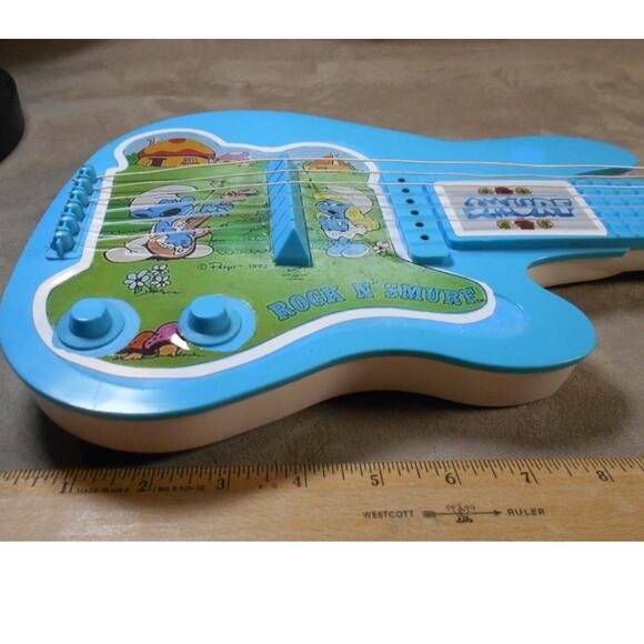 Rare Rock 'N Smurf Blue Toy Guitar Vintage 1982 Musical Instrument Restored READ - Picture 11 of 11